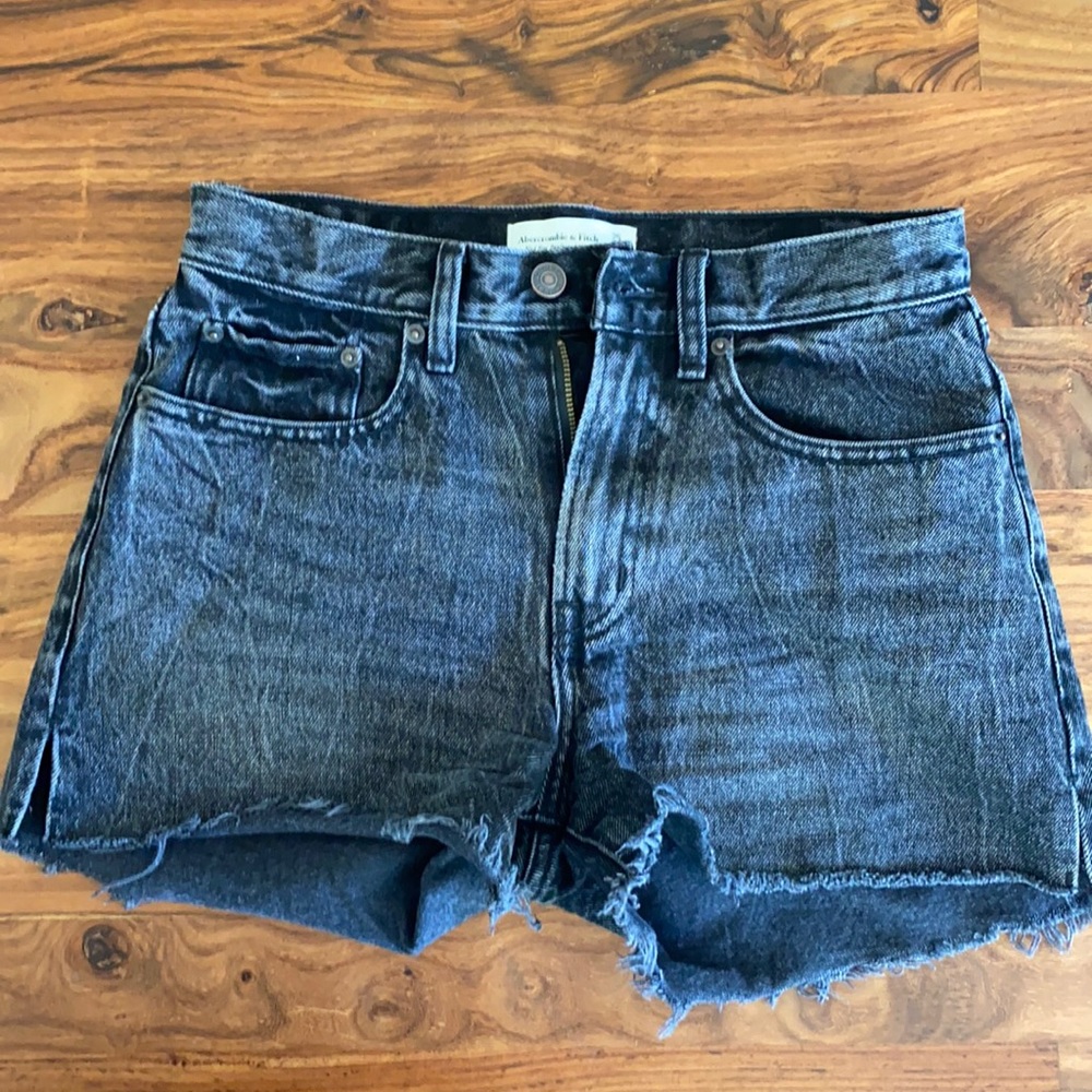 Black denim boyfriend shorts